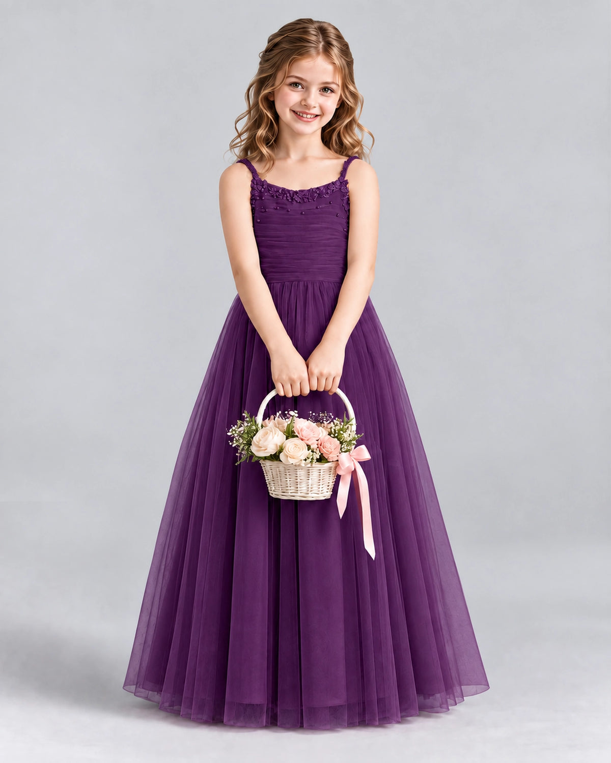 Grape A-line Girls Formal Dresses Front