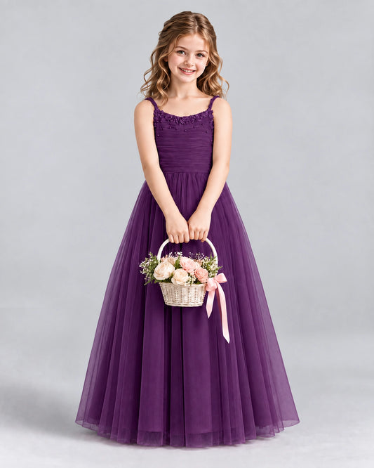 Grape A-line Girls Formal Dresses Front