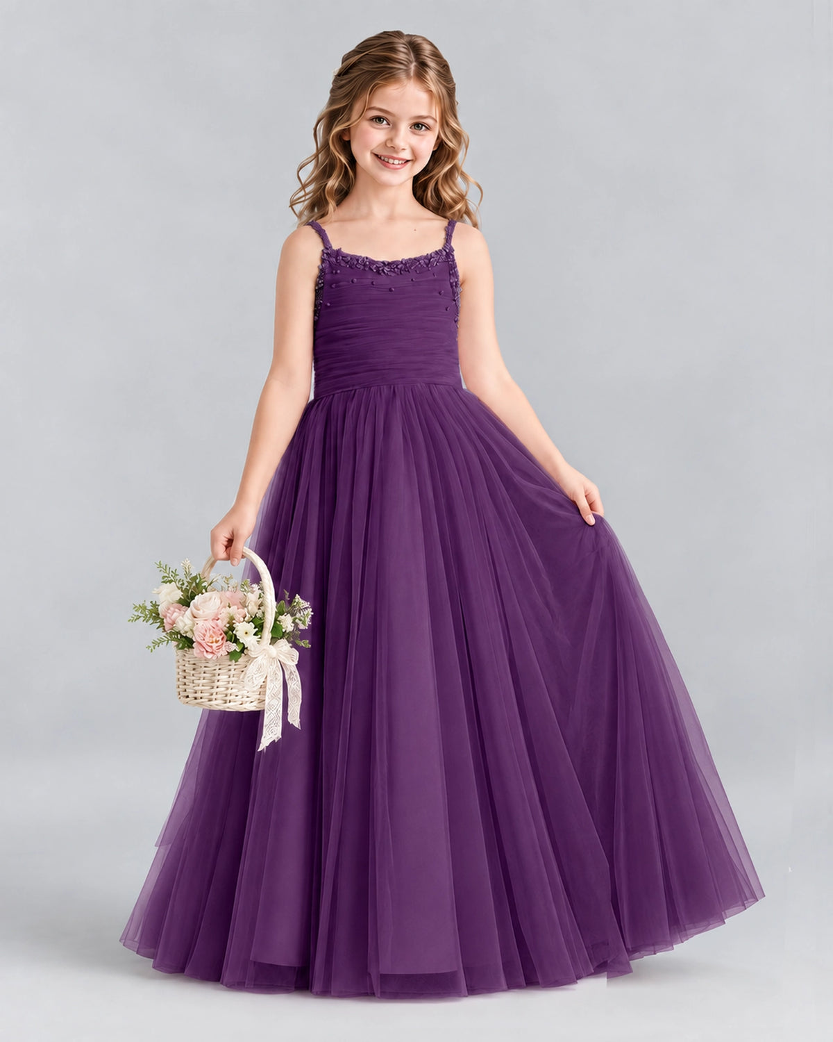 Grape A-line Girls Formal Dresses Side