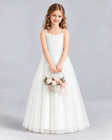 Ivory A-line Girls Formal Dresses Front