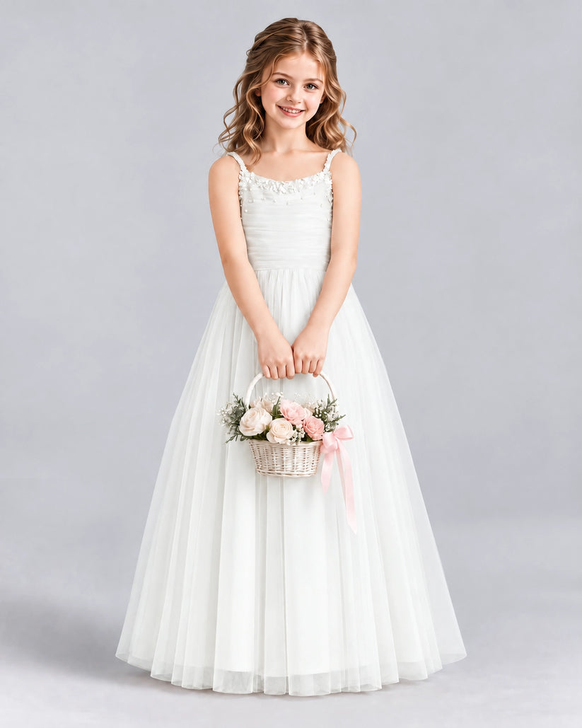 Ivory A-line Girls Formal Dresses Front
