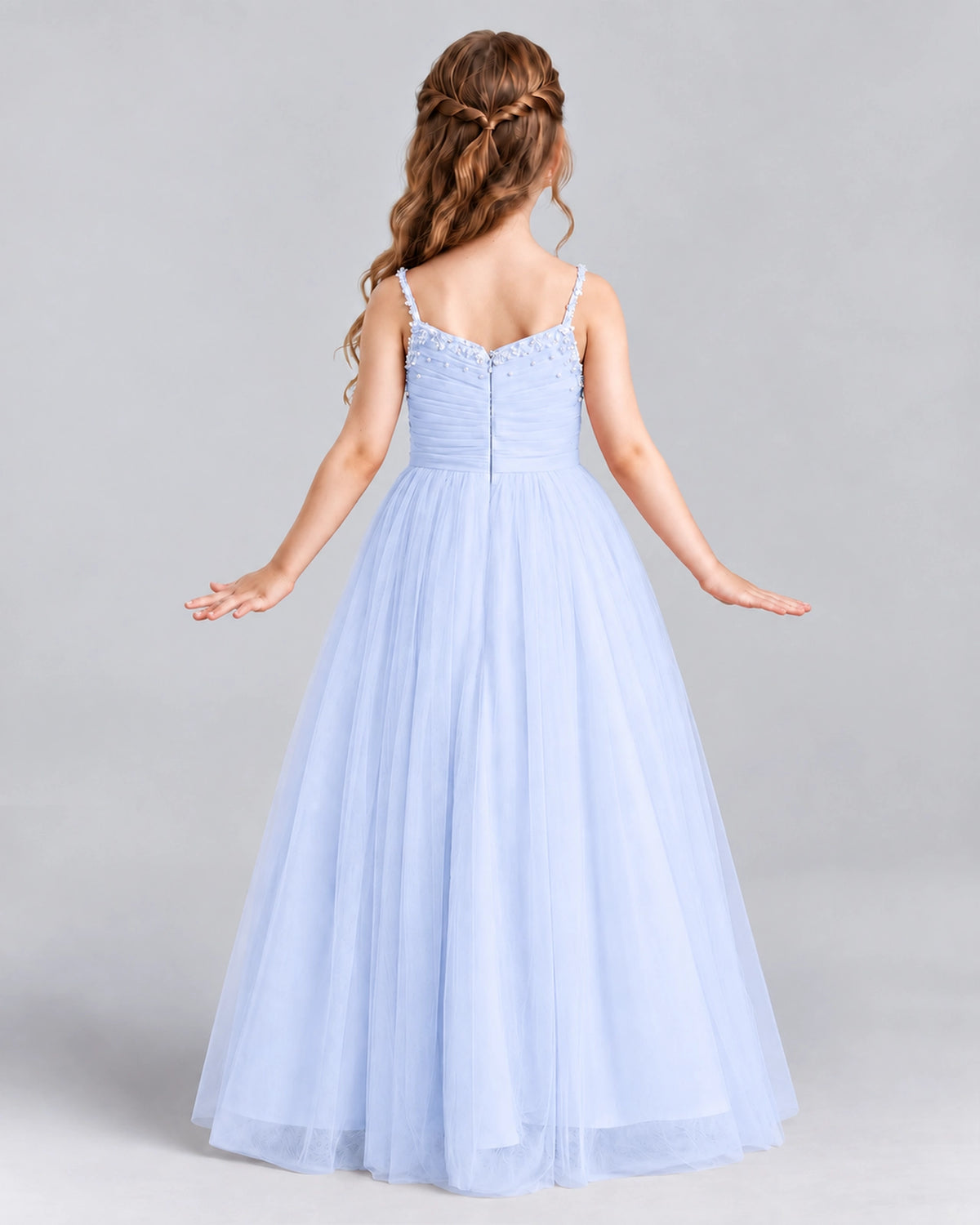 Lavender A-line Girls Formal Dresses Back