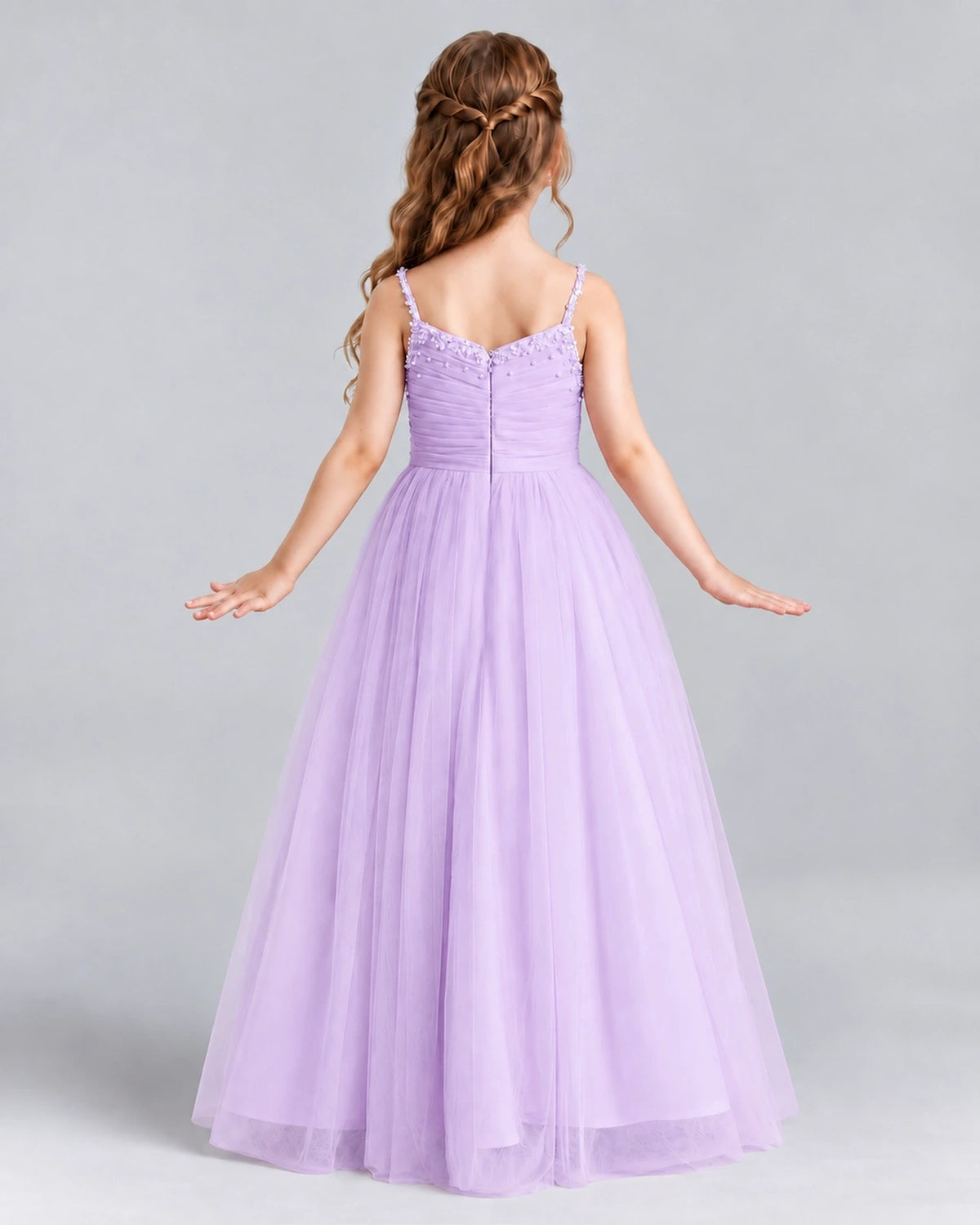 Lilac A-line Girls Formal Dresses Back