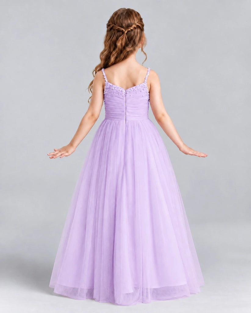 Lilac A-line Girls Formal Dresses Back