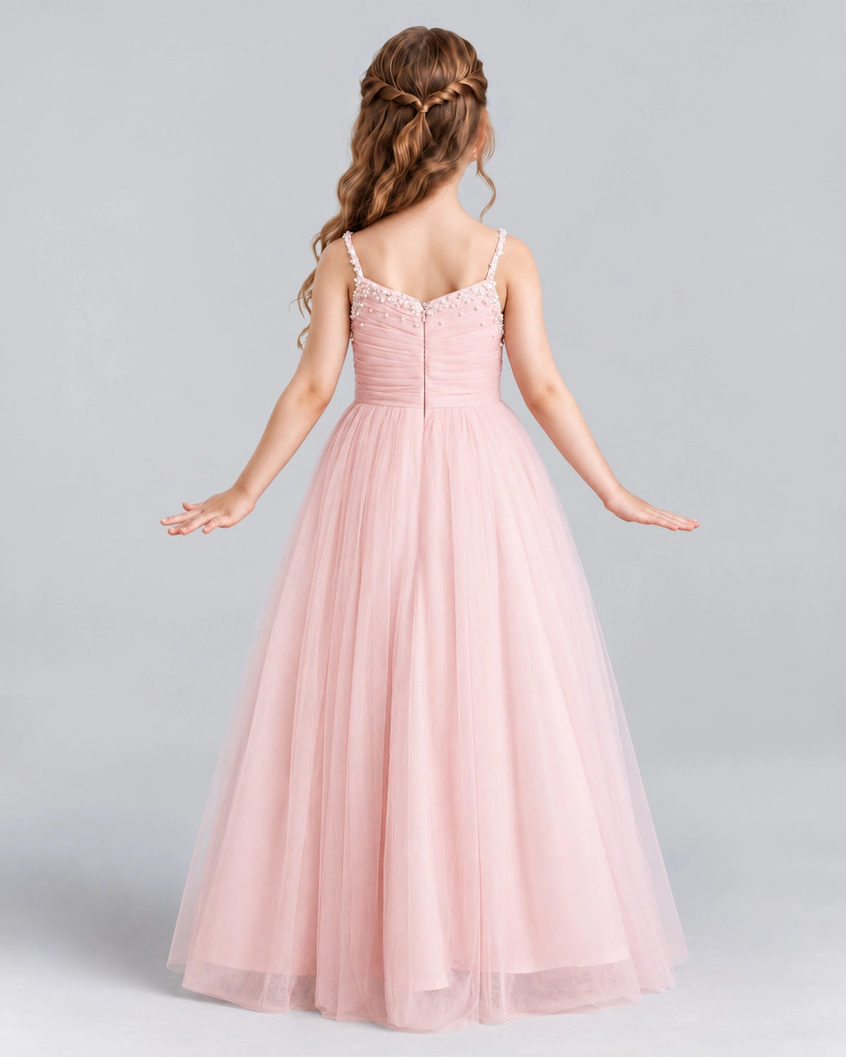 Pink A-line Girls Formal Dresses Back