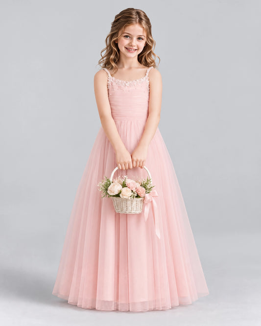 Pink A-line Girls Formal Dresses Front