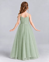 Sage Green A-line Girls Formal Dresses Back