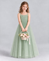 Sage Green A-line Girls Formal Dresses Front