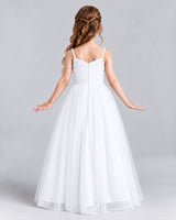White A-line Girls Formal Dresses Back