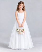 White A-line Girls Formal Dresses Front