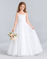 White A-line Girls Formal Dresses Side