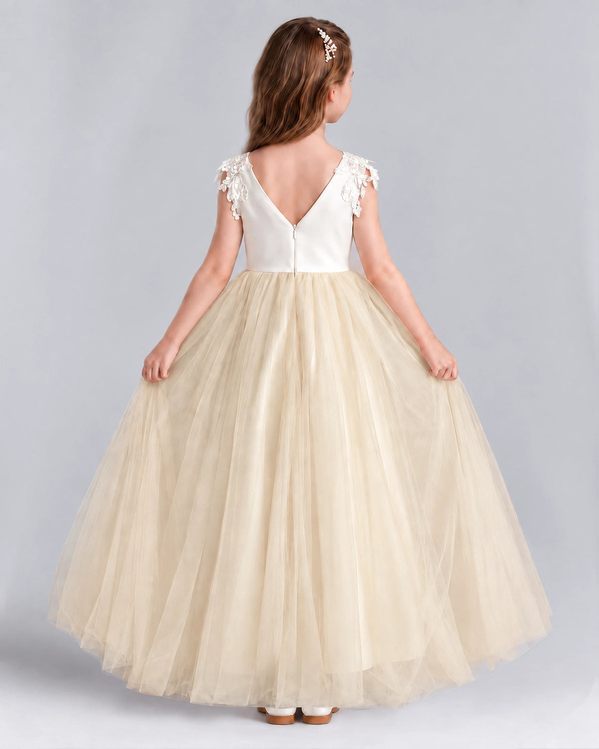 Champagne Ball Gown Flower Girl Dresses Back