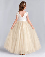 Champagne Ball Gown Flower Girl Dresses Back