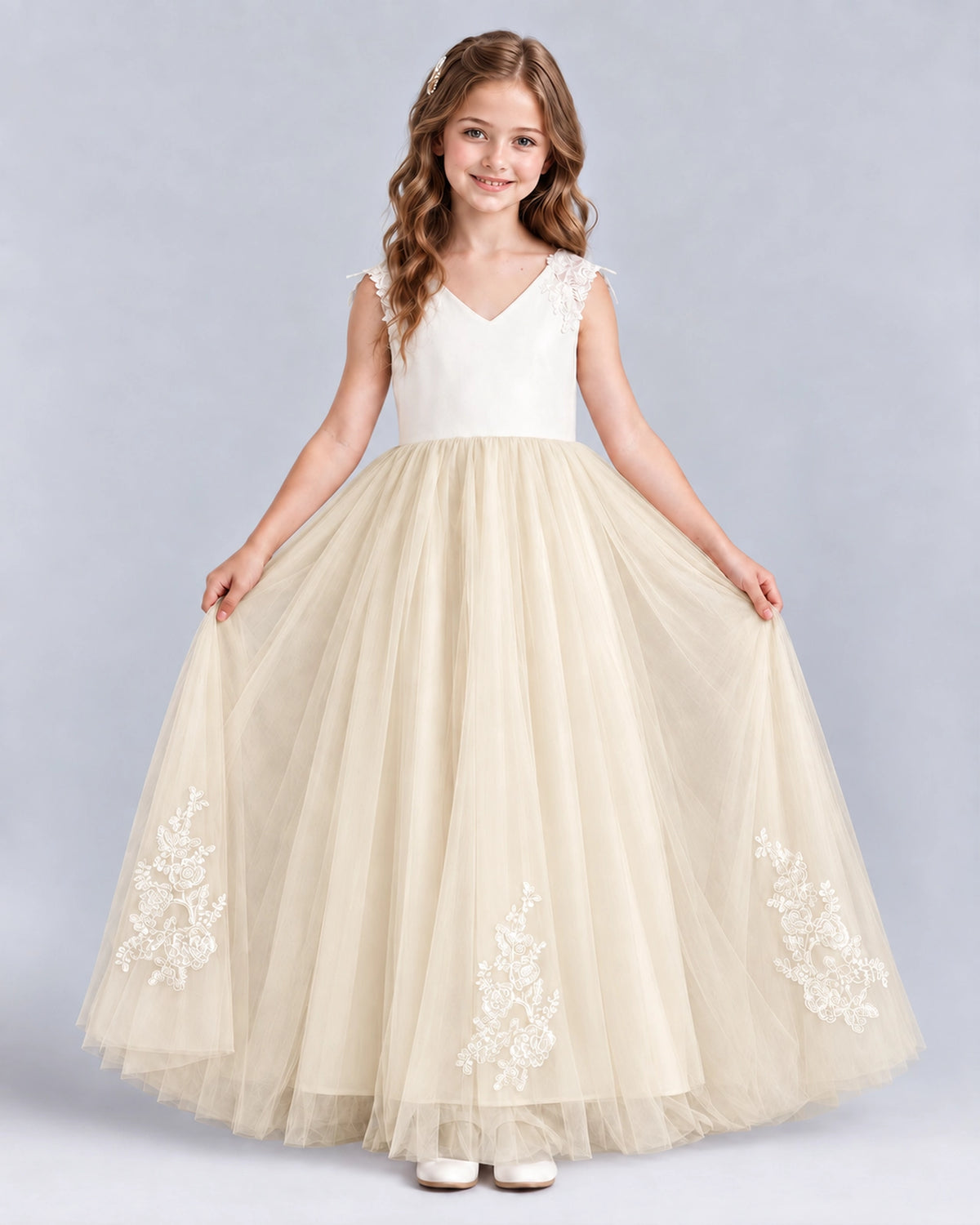 Champagne Ball Gown Flower Girl Dresses Front
