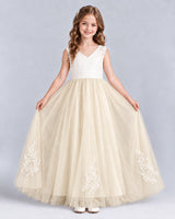 Champagne Ball Gown Flower Girl Dresses Front
