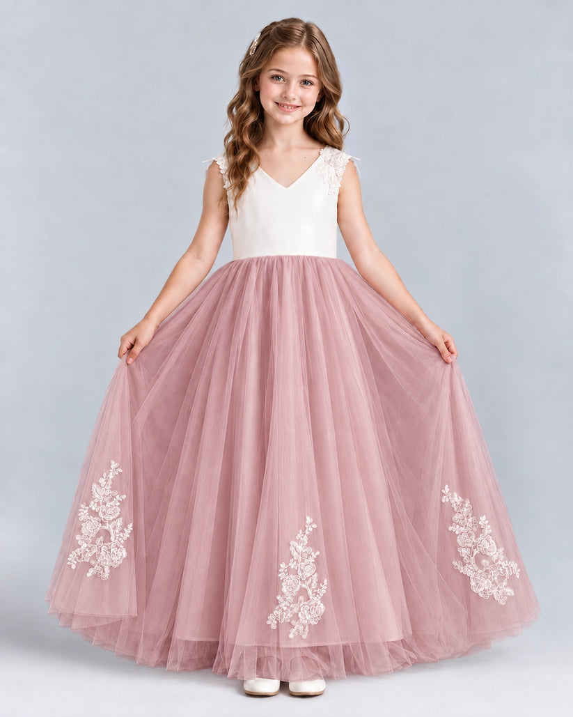 Blush Pink Ball Gown Flower Girl Dresses Front