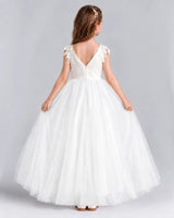 Ivory Ball Gown Flower Girl Dresses Back