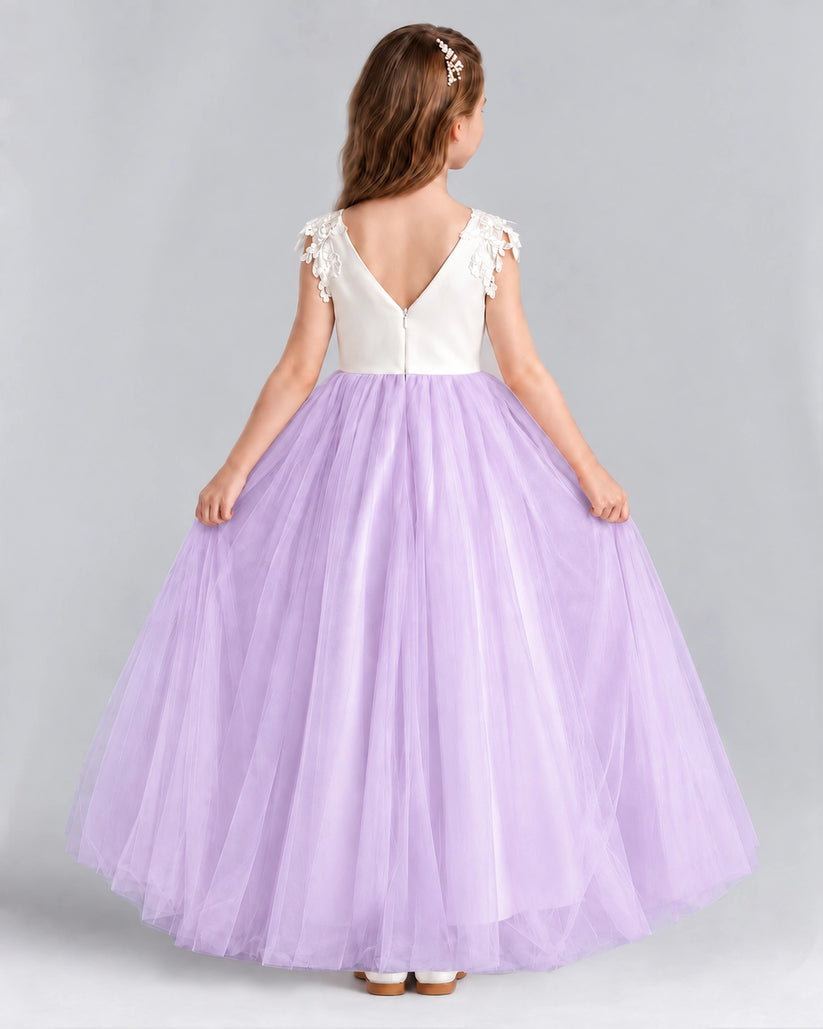 Lilac Ball Gown Flower Girl Dresses Back