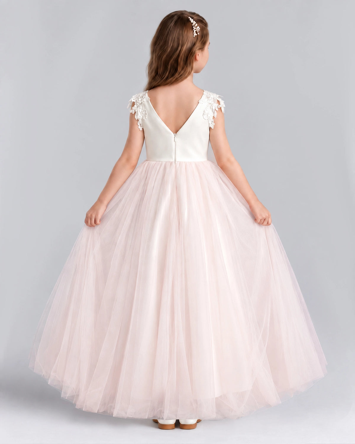 Pink Ball Gown Flower Girl Dresses Back