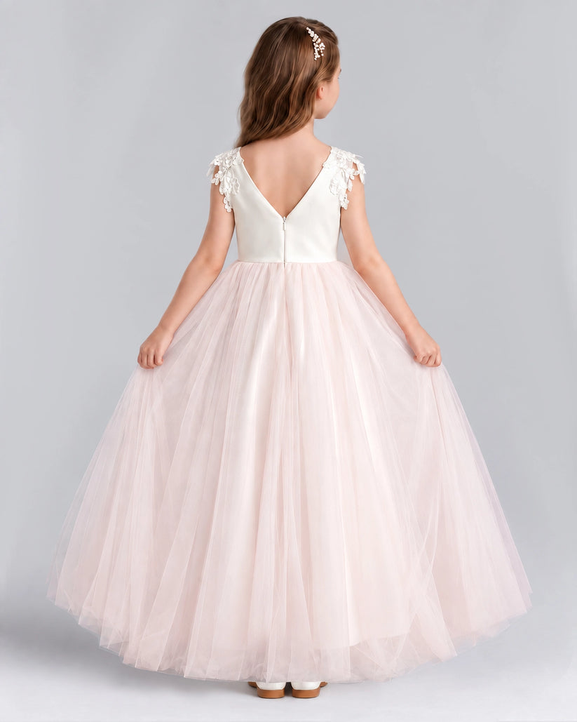 Pink Ball Gown Flower Girl Dresses Back
