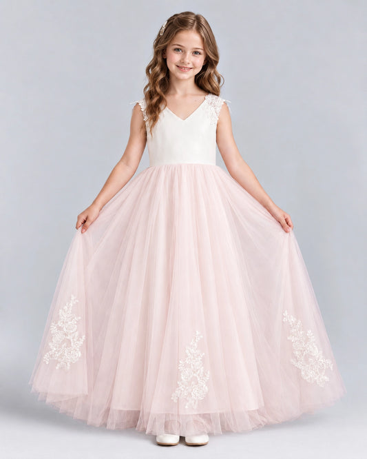 Pink Ball Gown Flower Girl Dresses Front