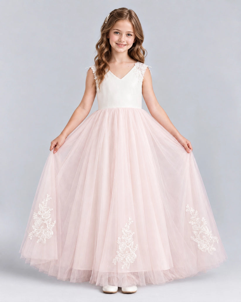 Pink Ball Gown Flower Girl Dresses Front