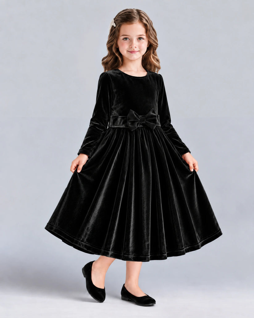 Black A-line Girls Formal Dresses Front