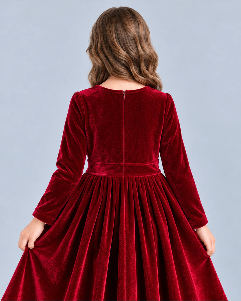 Burgundy A-line Girls Formal Dresses Back_Detail [Shared]