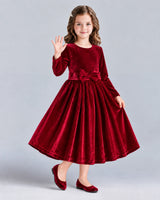 Burgundy A-line Girls Formal Dresses Pose [Shared]