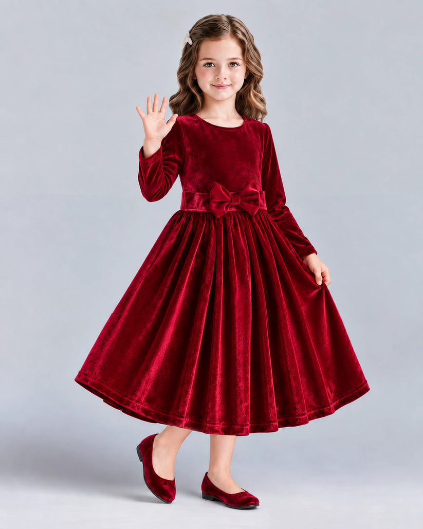 Burgundy A-line Girls Formal Dresses Pose [Shared]