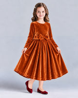 Burnt Orange A-line Girls Formal Dresses Front