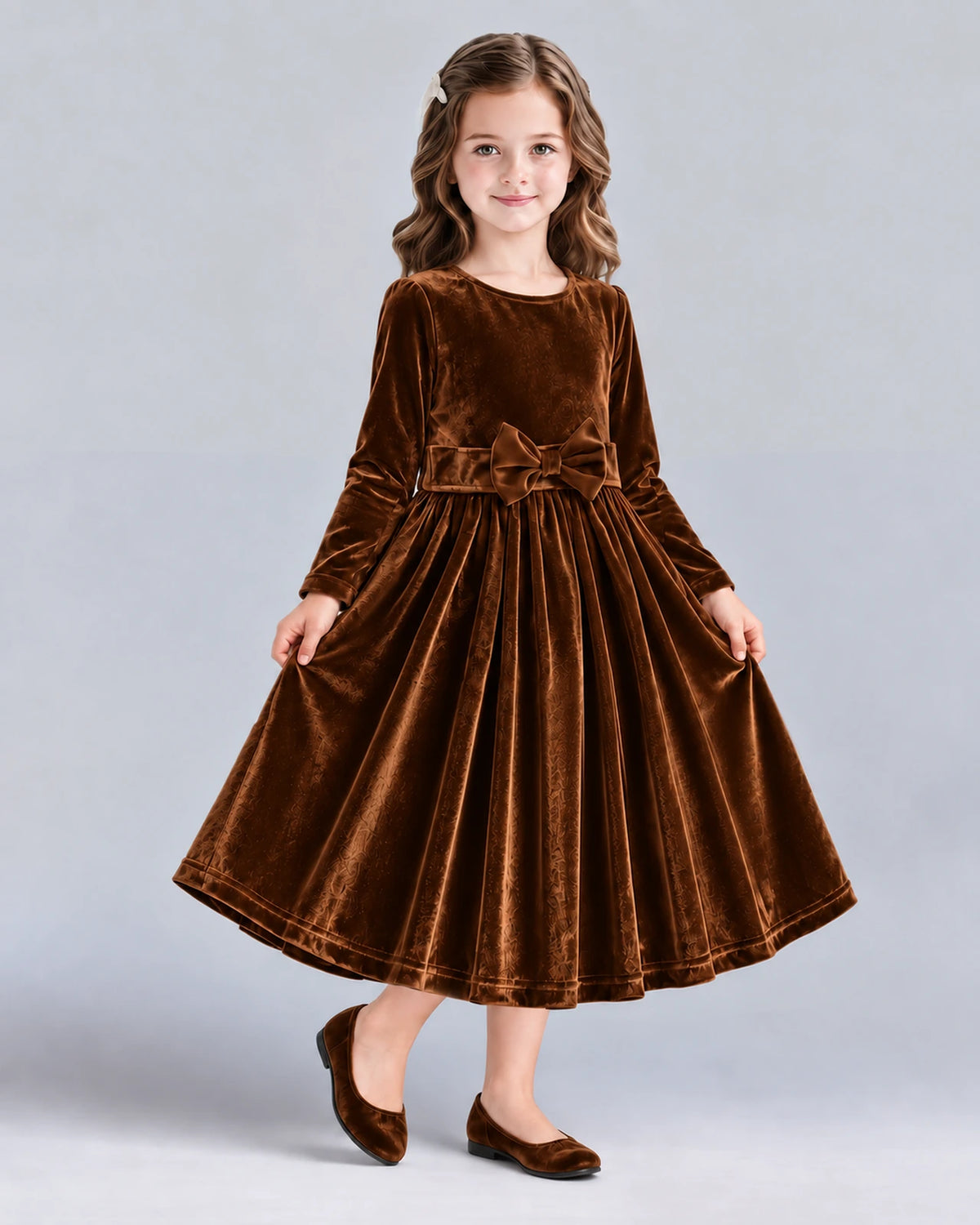 Chocolate A-line Girls Formal Dresses Front
