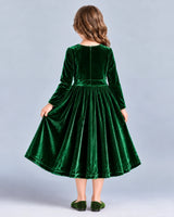 Dark Green A-line Girls Formal Dresses Back