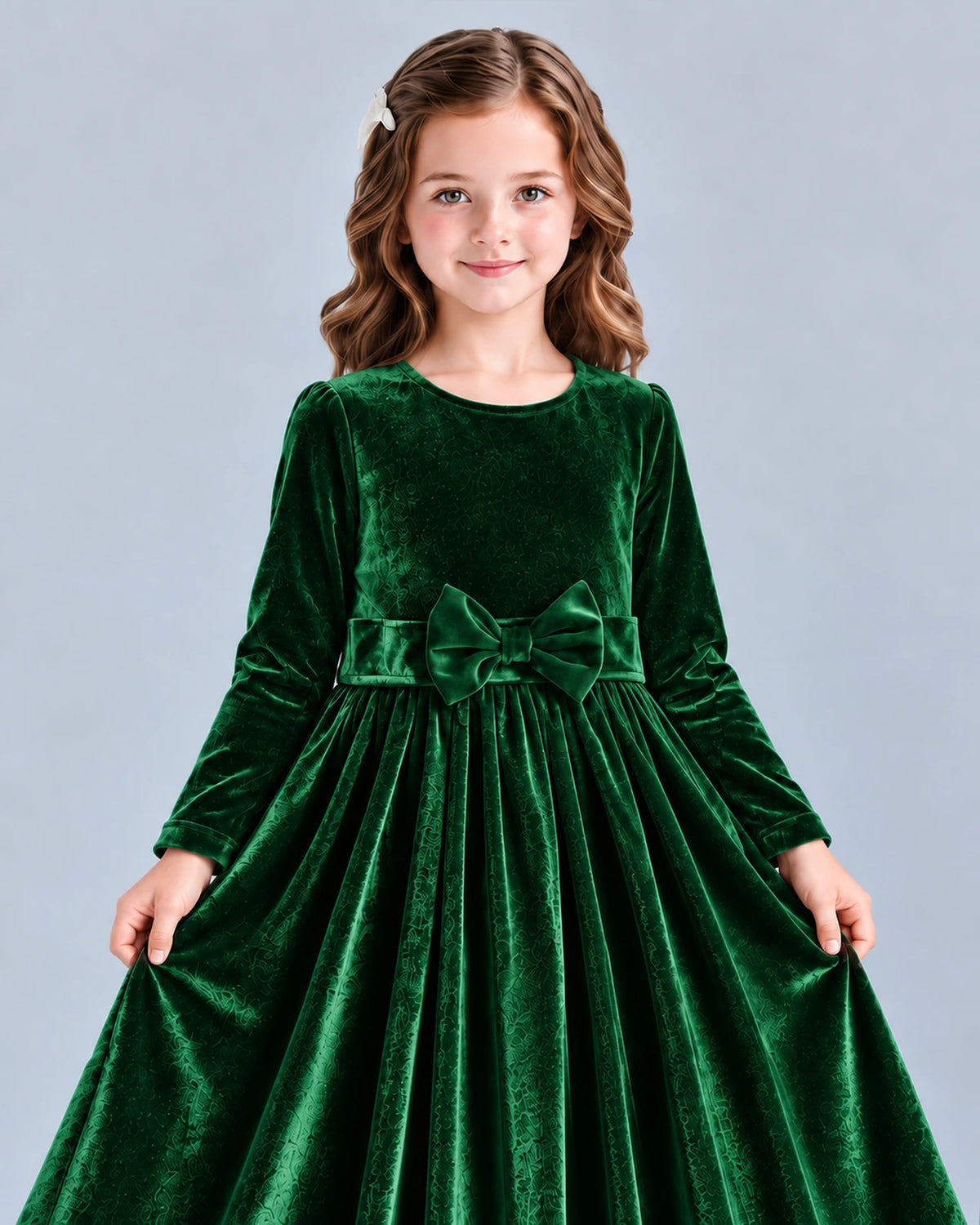 Dark Green A-line Girls Formal Dresses Detail