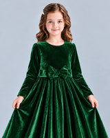 Dark Green A-line Girls Formal Dresses Detail