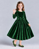 Dark Green A-line Girls Formal Dresses Pose