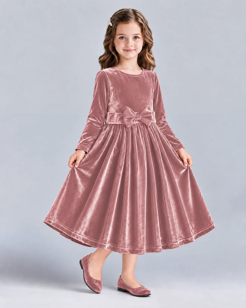 Dusty Rose A-line Girls Formal Dresses Front