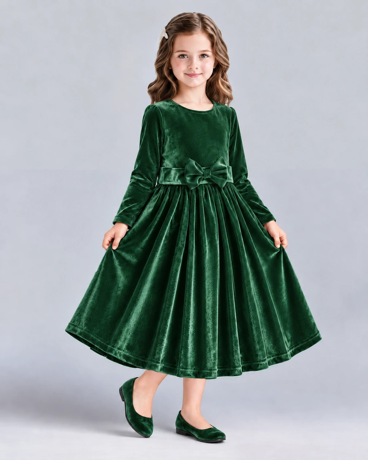 Emerald Green A-line Girls Formal Dresses Front