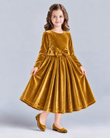 Gold A-line Girls Formal Dresses Front