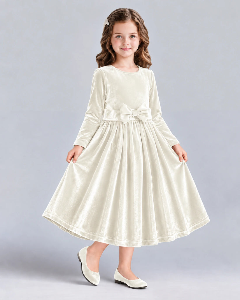 Ivory A-line Girls Formal Dresses Front