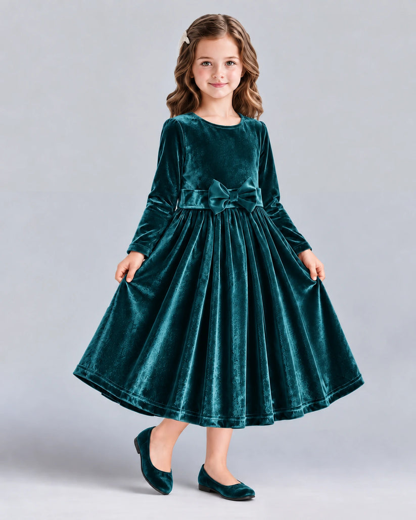 Peacock A-line Girls Formal Dresses Front