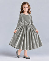Silver A-line Girls Formal Dresses Front