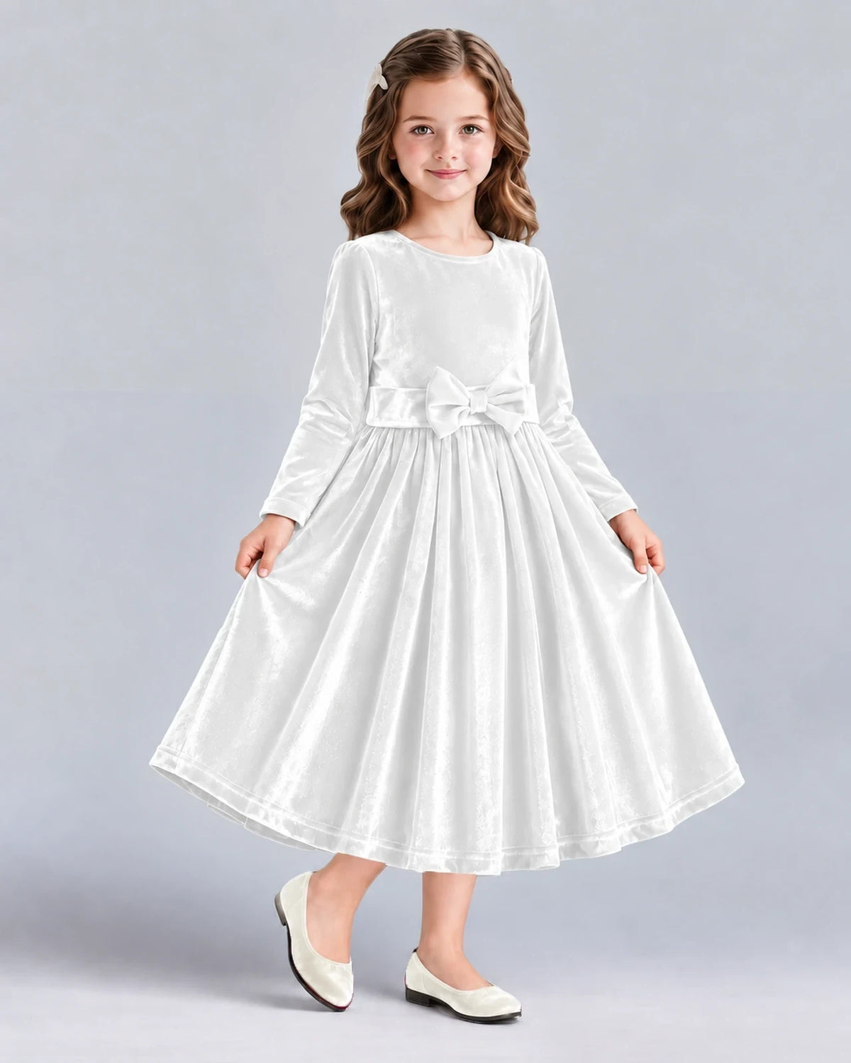 White A-line Girls Formal Dresses Front