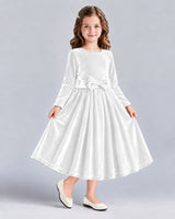 White A-line Girls Formal Dresses Front