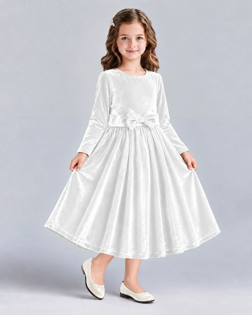 White A-line Girls Formal Dresses Front