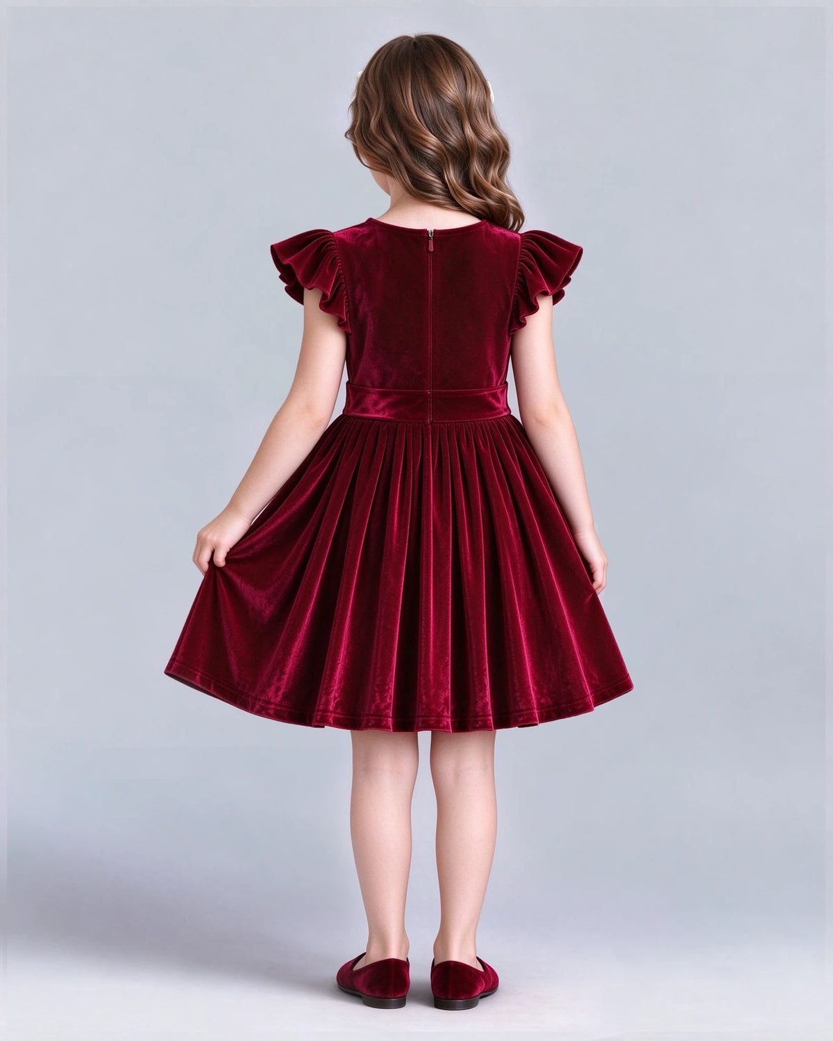Burgundy A-line Girls Formal Dress Back