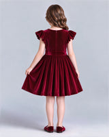 Burgundy A-line Girls Formal Dress Back