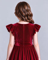 Burgundy A-line Girls Formal Dress Back_Detail