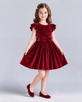Burgundy A-line Girls Formal Dress Front