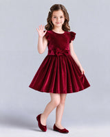 Burgundy A-line Girls Formal Dress Pose [Shared]